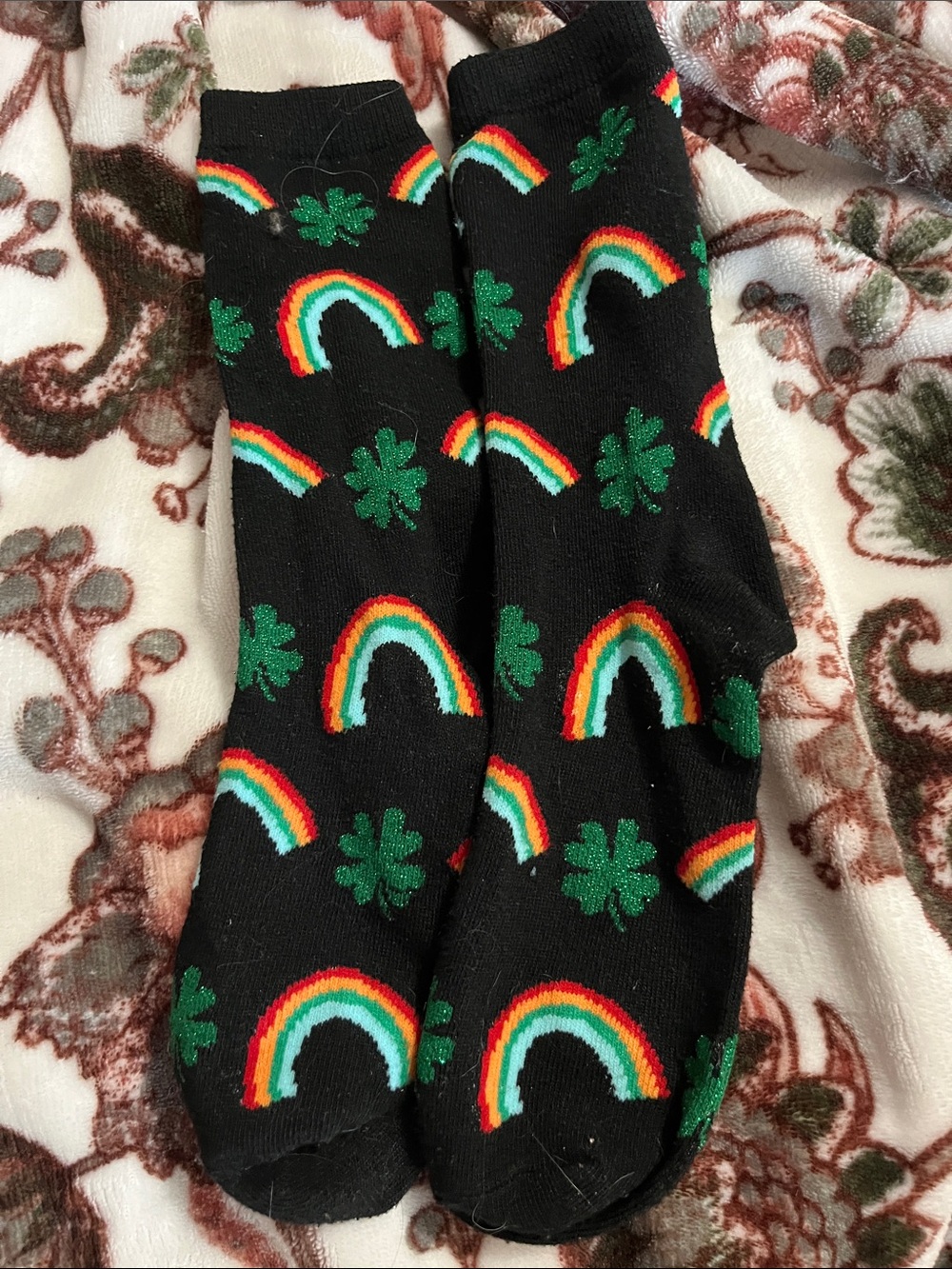 Black Rainbow & Shamrock Crew Socks - Men
